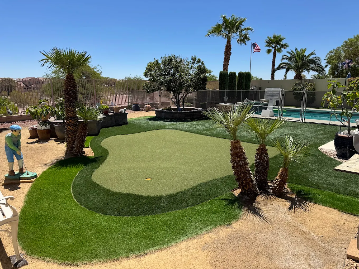 Putting green next to a pool area in Las Vegas
